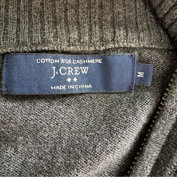 J. Crew Men's Cotton with Cashmere Gray 1/4 Zip Pullover Sweater, size Medium - Picture 4 of 5